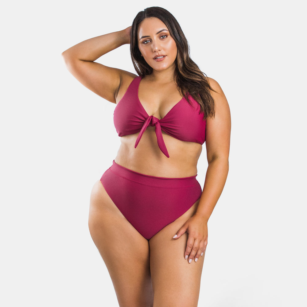 Womens High Cut Brazilian Swim Suit bottom in Ruby Red